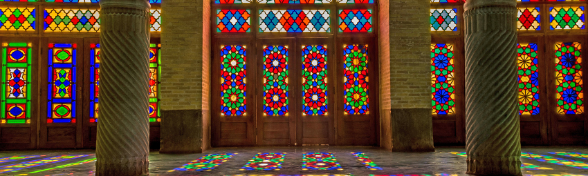 Stained glass windows of Nasīr al-Mulk Mosque in Shiraz, Iran - Photo by Wikipedia